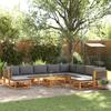 11 Pc Garden Sofa Set with Cushions Acacia Wood & Rope