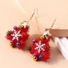 Xmas Tree Christmas Drop Earrings Party Festival Wreath Circle Earrings New Year Earrings  Holiday