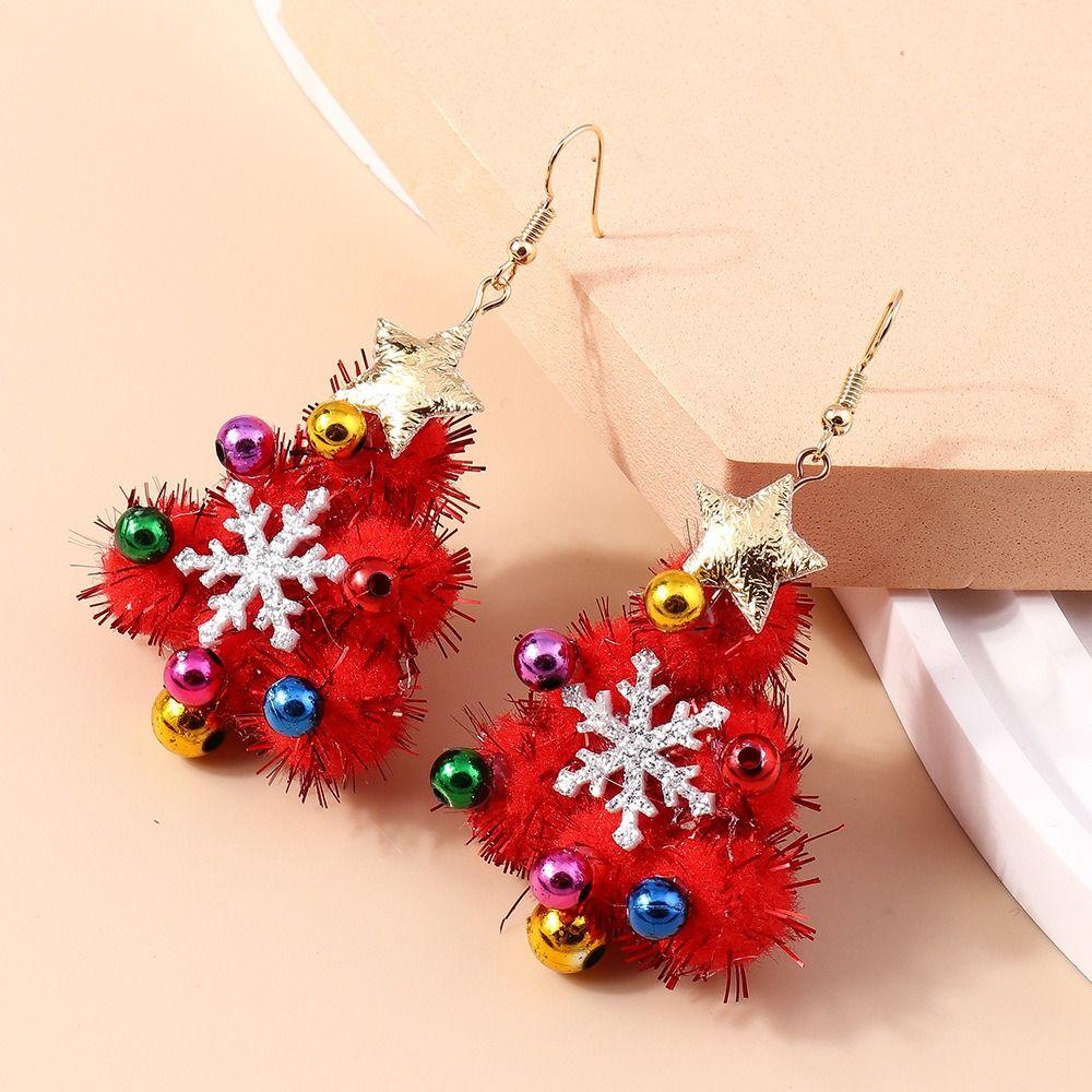 Xmas Tree Christmas Drop Earrings Party Festival Wreath Circle Earrings New Year Earrings  Holiday
