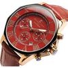 Salvatore Mara watch red chronograph 10 ATM water-resistant business formal mens leather strap