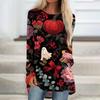Women's Long Sleeve Round Neck Halloween Print Tunic T-Shirt for Casual Fall Fashion