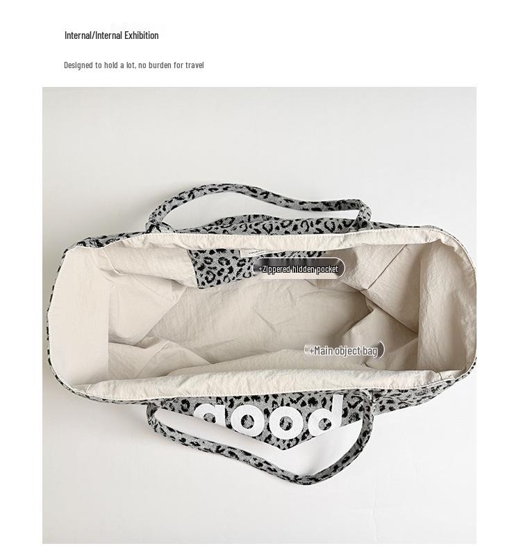 Korean Retro Leopard Print Nylon Tote Bag - Large Capacity, Casual Versatile Shoulder Bag