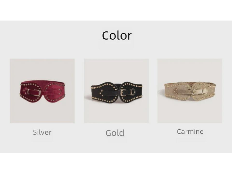 Women's Stylish Suede Rivet Elastic Belt with Adjustable Wide Waist