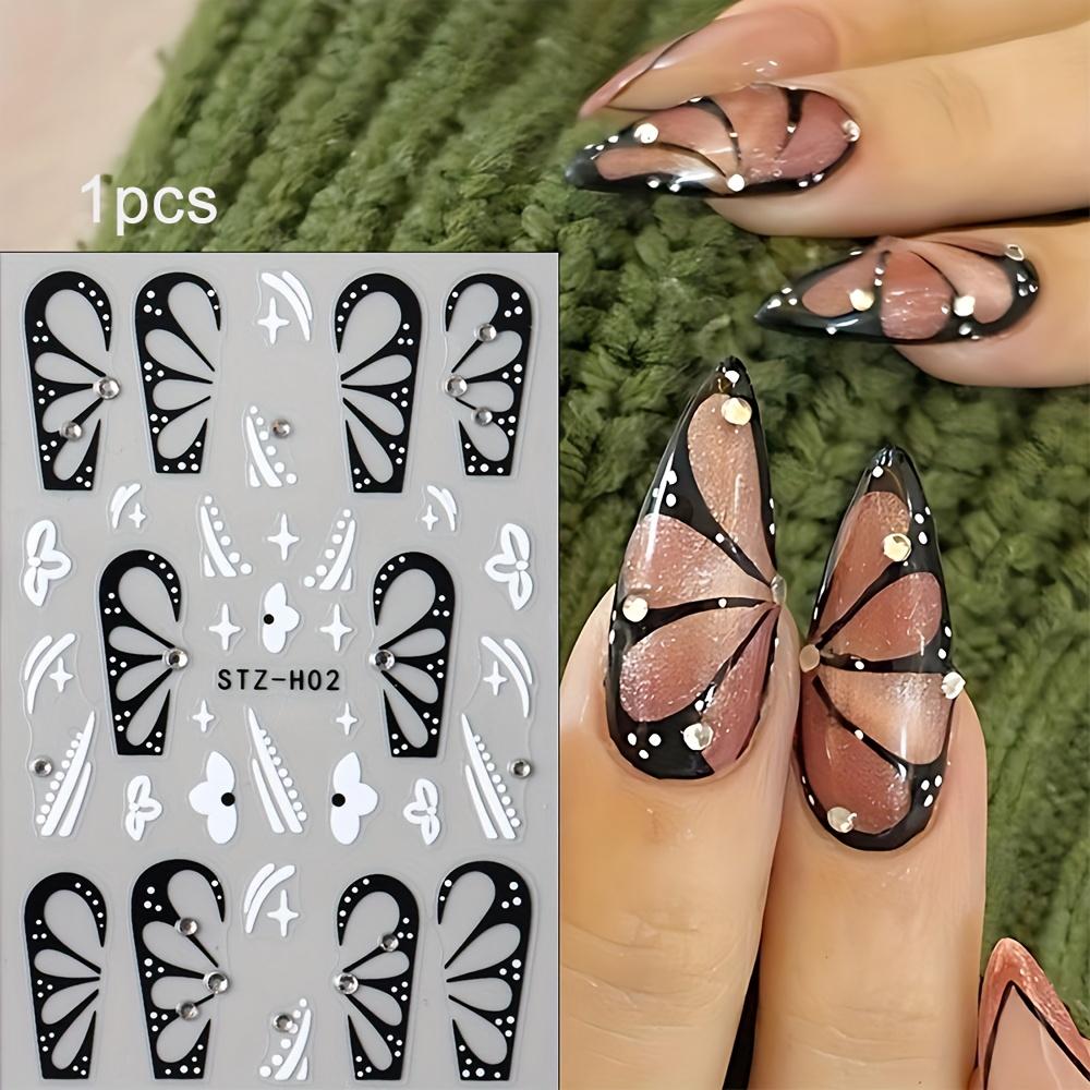 

1pcs Rhinestone Butterfly Wing Nail Art Stickers Embossed Fairy Wing Butterfly Self-Adhesive Manicure Decal DIY Charms Decor Nails DIY Nail Supplies