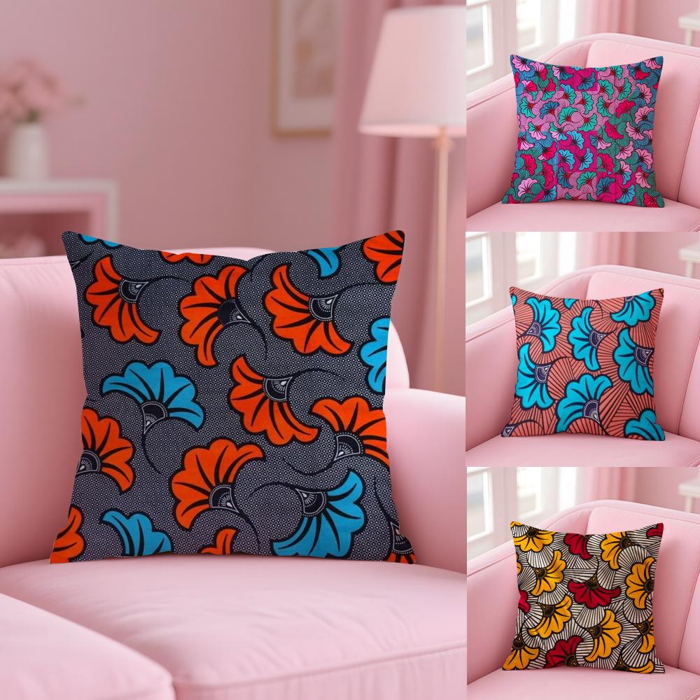 African Style Print Cushion Cover Plush Fabric Soft Double-Sided Printed Sofa Pillow Case Colorfast Home Decor Gift