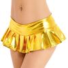 Womens Metallic Shiny Pleated Miniskirt Low Rise Skirt Nightclub Dance Performance Costume