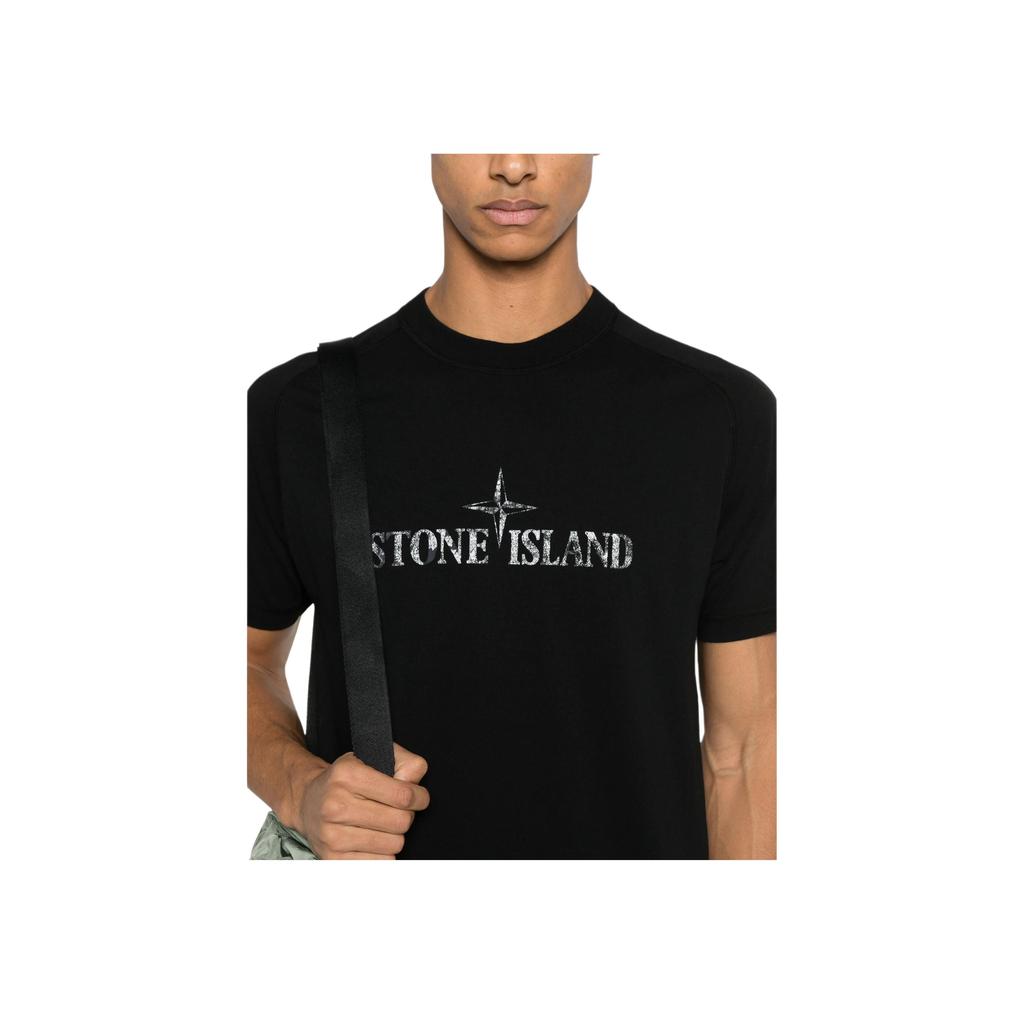 Stone Island Classic Logo Pullover Crew Neck Short Sleeve T-Shirt Men T-Shirts Black K1S1521000-20S0081-V0029