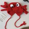 Korean Crab Pullover Cap Eyes Drawstring Hat Funny Crab Beanies Hat  Apparel Accessories
