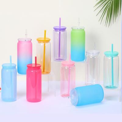 16 Oz Straw Cup with Lid, 500 Ml Drinking Plastic Cup Leakproof Suitable for Wedding Party Buffalo Milk Beer Juice Drink