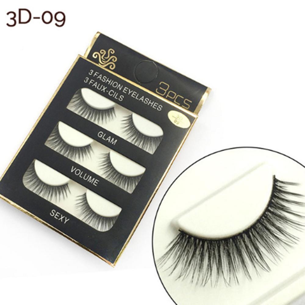 3 Pair Waterproof Handmade Mink Hair Thick Eye Lash Extension  3D Mink Natural Long False Eyelashes