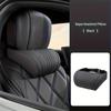 Car Seat Lumbar Support Pillow Napa Leather Back Cushion Ergonomic Design Accessories For Comfort Headrest Neck Auto Interior
