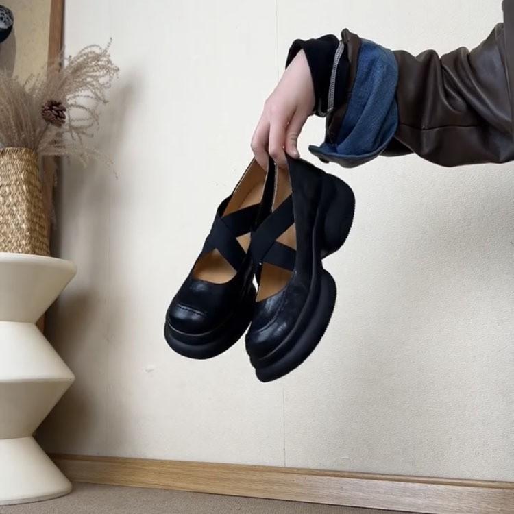 

Версия из овчины Le мягкая подошва счастливые туфли женские туфли на платформе и высоком каблуке туфли-маффины универсальные британские туфли из маленькой кожи с круглым носком одинарные туфли 40