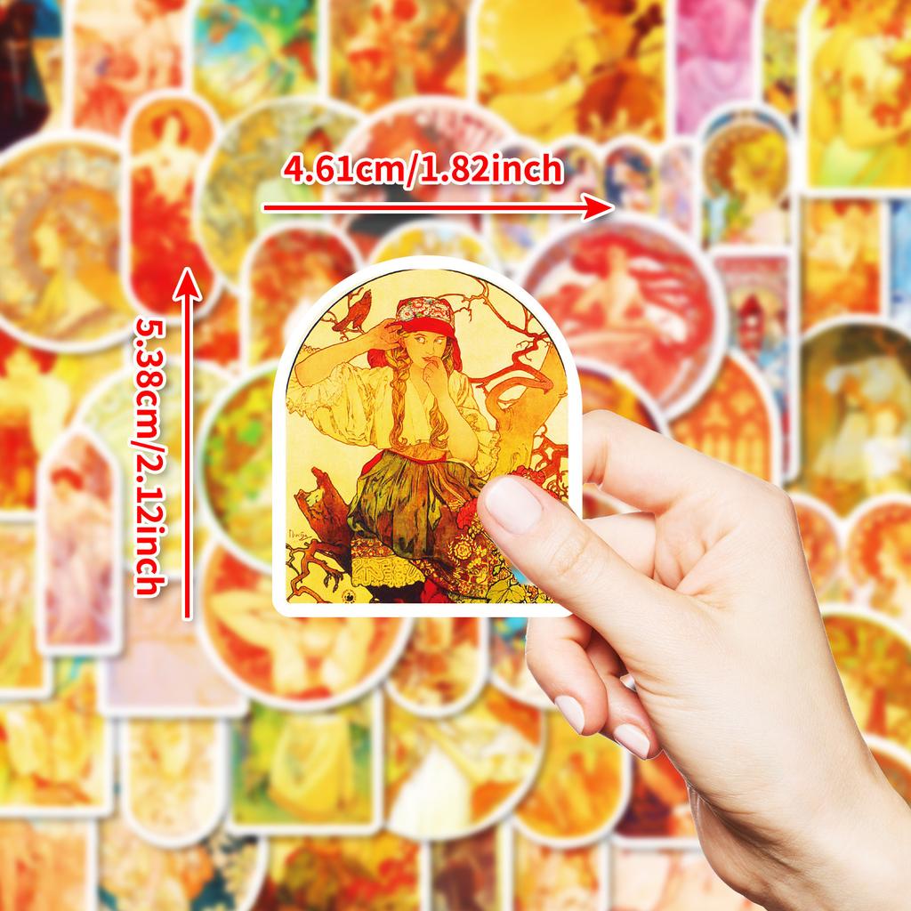 New 50 Muxia Art Theme Waterproof Stickers DIY Mobile Case Skateboard Laptop Decoration