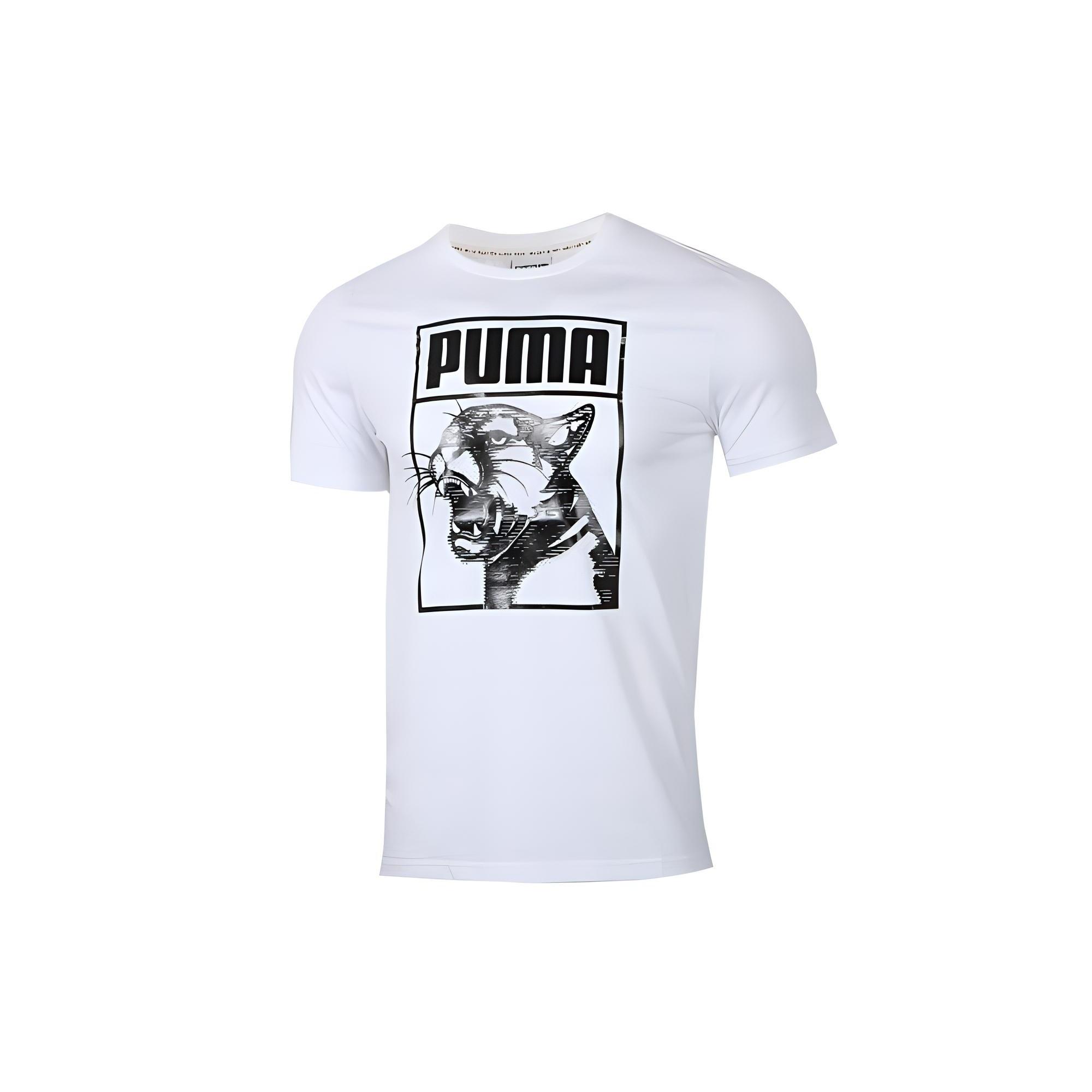 PUMA Graphic Tee Box Logo Living Series Short Sleeve White Men s 598245-52 L