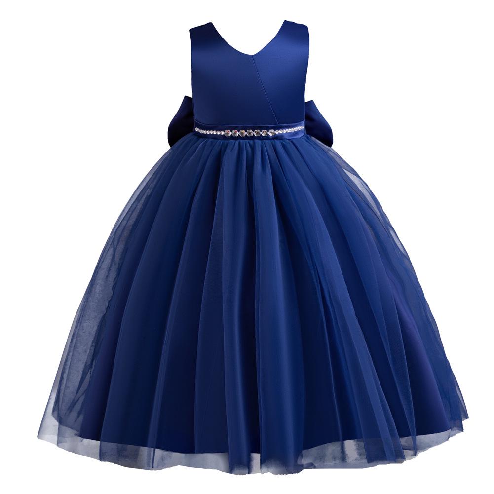 

Girls Princess Dress with Bow - Formal Wear for Piano, Birthday, and Fashion Show Performance 140cm