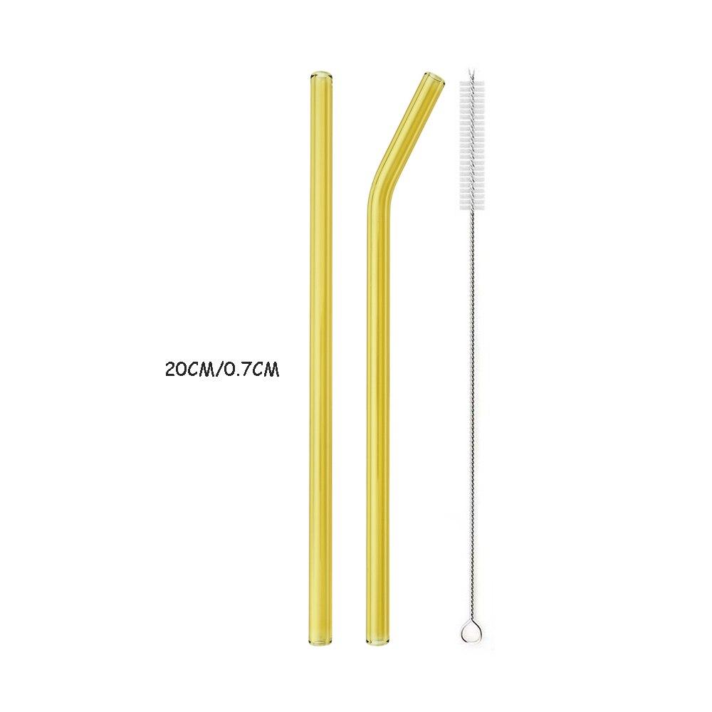3Pcs High Borosilicate Glass Straw Colors Reusable Drinking Straw Set Eco Friendly Cocktails Bar Accessories Straw with Brush
