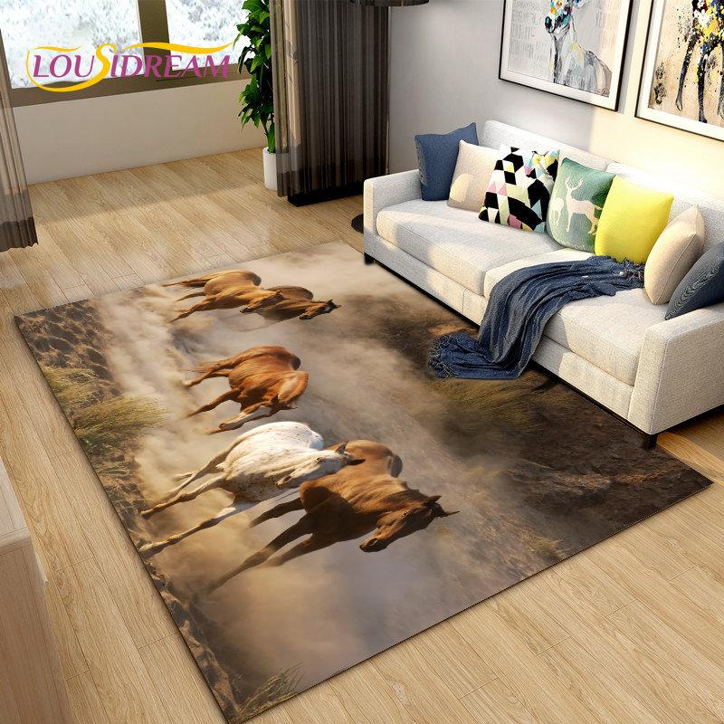 3D Animal Pentium Horse Area Rug,Carpet Rug for Living Room Children's Room Decoration,Kids Play Crawling Non-slip Floor Mat