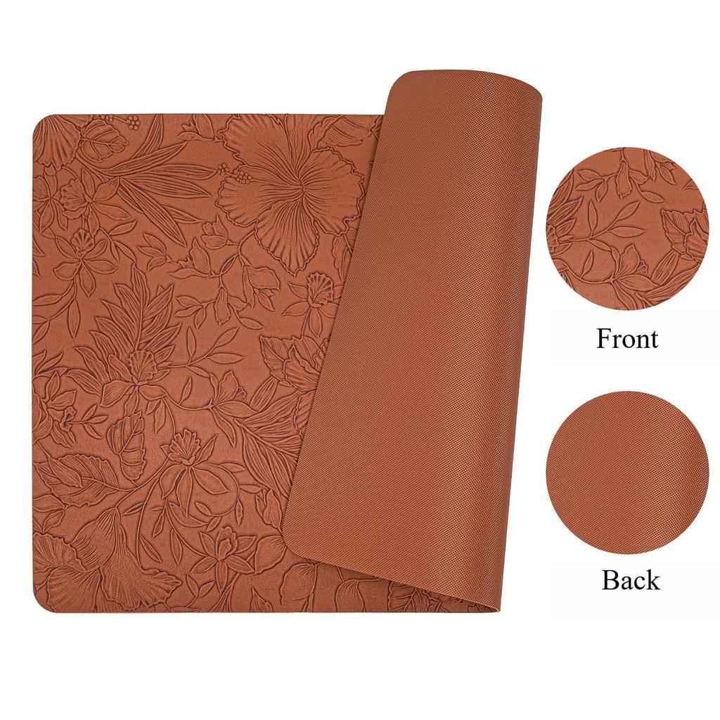 Nordic Embossed PVC Leather Placemats Heat Resistant Non Slip Dining Table Mats Elegant Hotel Home Western Food Table Pads