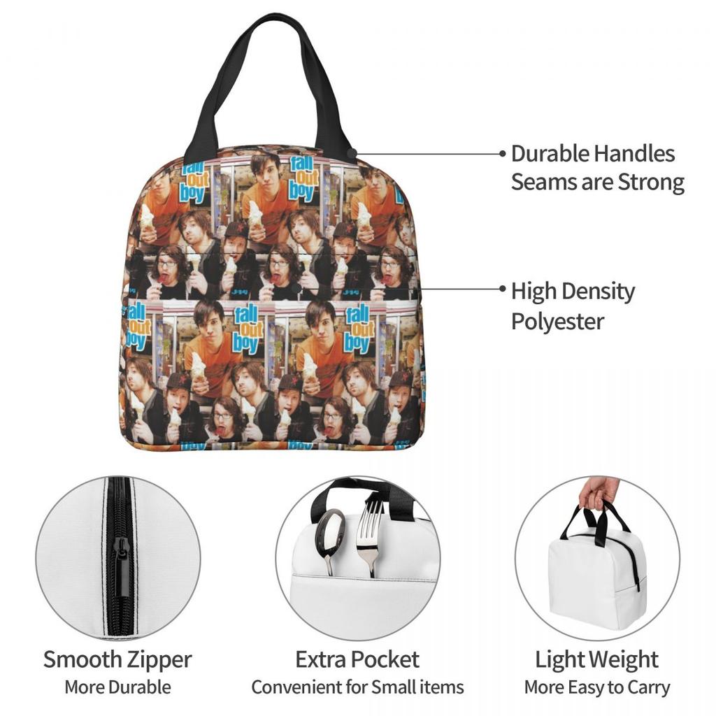Fall Out Boy Insulated Lunch Bag for Women Office Cooler Thermal Food Box Tote Portable Lunch Boxes Container