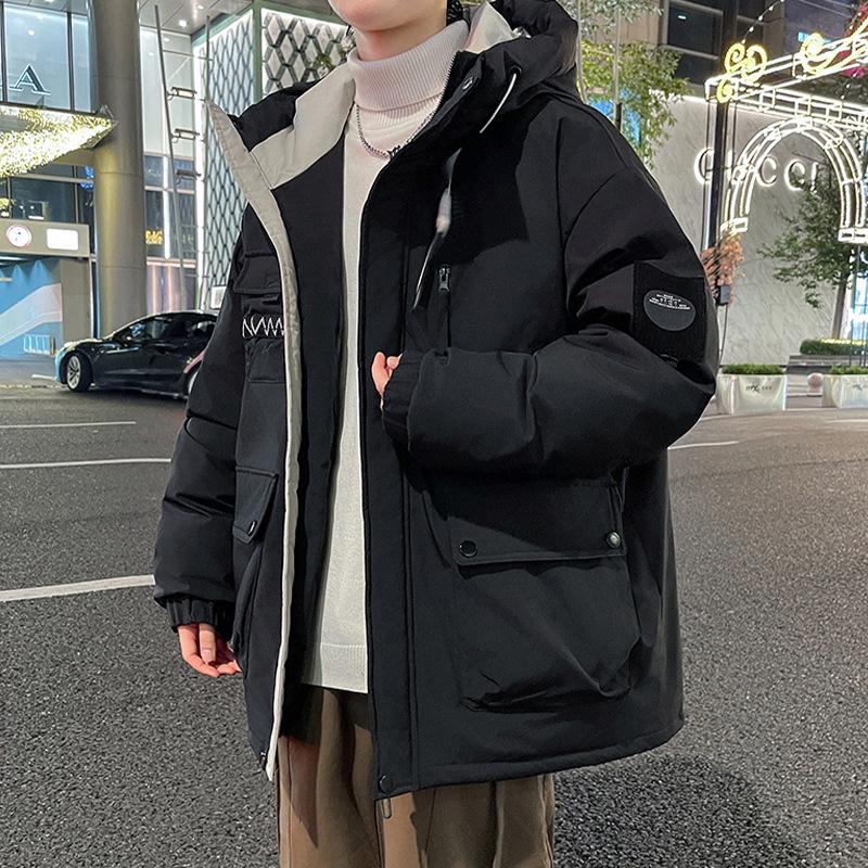 

Мужская зимняя рабочая куртка пуховик 2025 - Утепленное пальто с капюшоном из белого утиного пуха 3XL (Fits ~175-190 lbs)