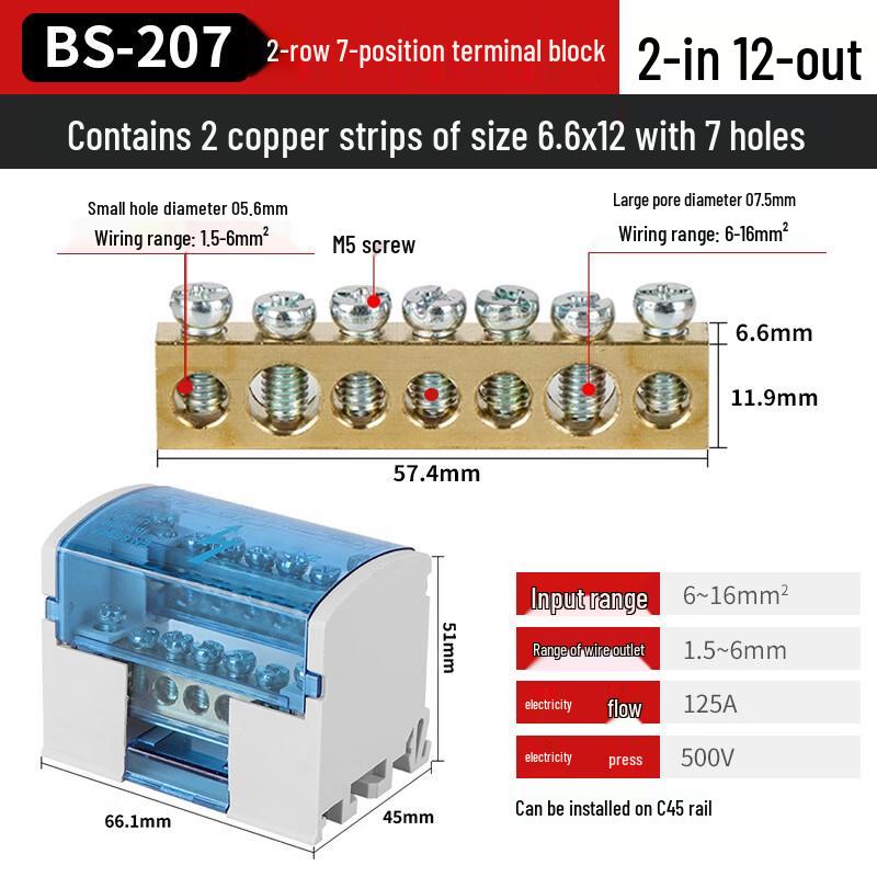 

Xuan Zhizhun High Power Din-Rail Neutral Terminal Block (2-in 12-out, 3-Pack) CN plug (adapter included)