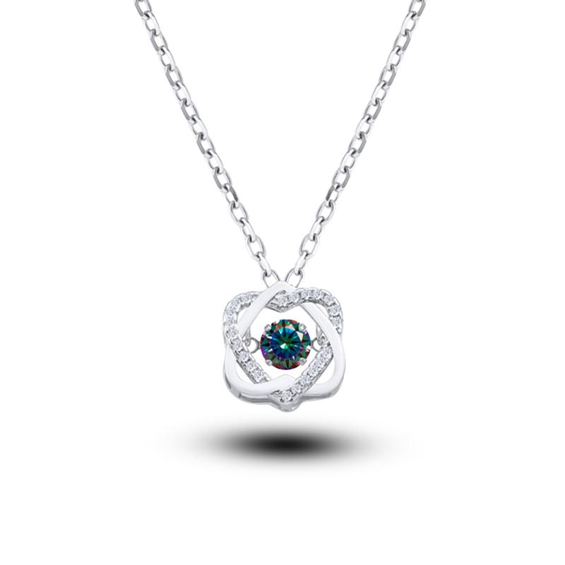 0.5ct Moissanite Necklace for Women Sparkling Simulated Diamond Pendant Beating Heart S925 Silver Fine Jewelry Gift