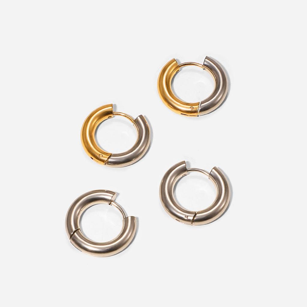 Minimalist 18k Gold-Plated Stainless Steel Circle Earrings In European & American INS Style