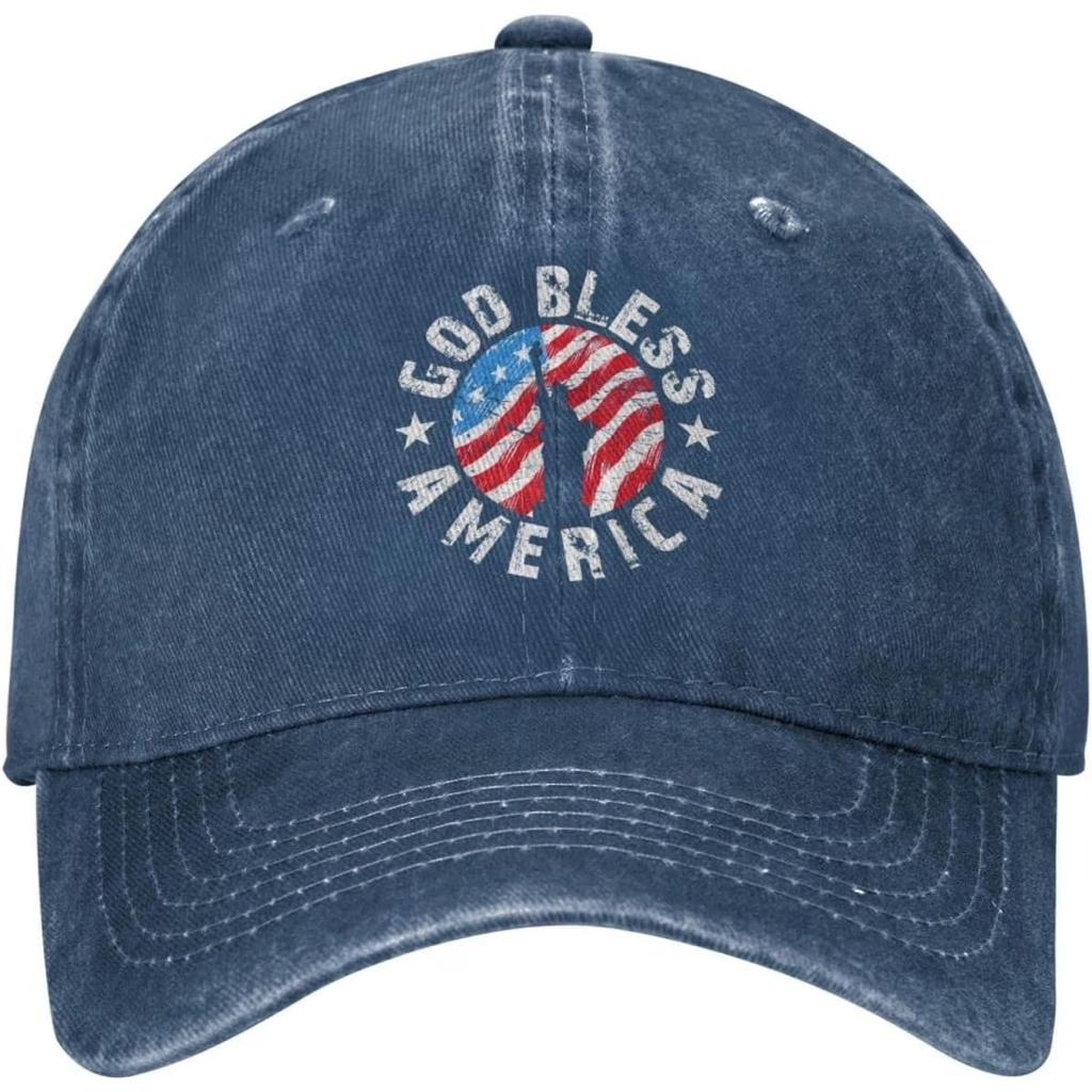 God Bless America Patriotic Baseball Cap Washed Cotton Distressed Outdoor Adjustable Hat