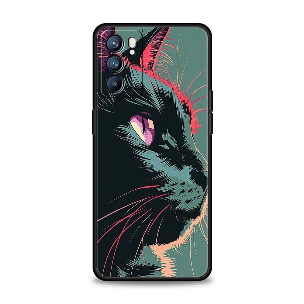 Cute Cartoon Cat Phone Case For Oppo Reno13 Reno12 Reno11 F Reno10 Pro A54 5G Find X5 A53 A52 A9 A17 A78 4G A79 A80 A98 Cover