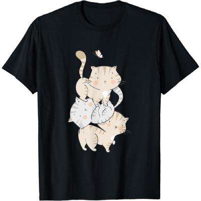 Cat Cats Cute Kitty Pile Anime Kawaii Neko Anime Lover Cute T-Shirt