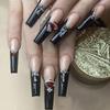 Planet Rhinestone French Manicure Tips - Black Edge with Chrome Stars and Hearts Design Inspired by Vivienne Westwood Fashion.