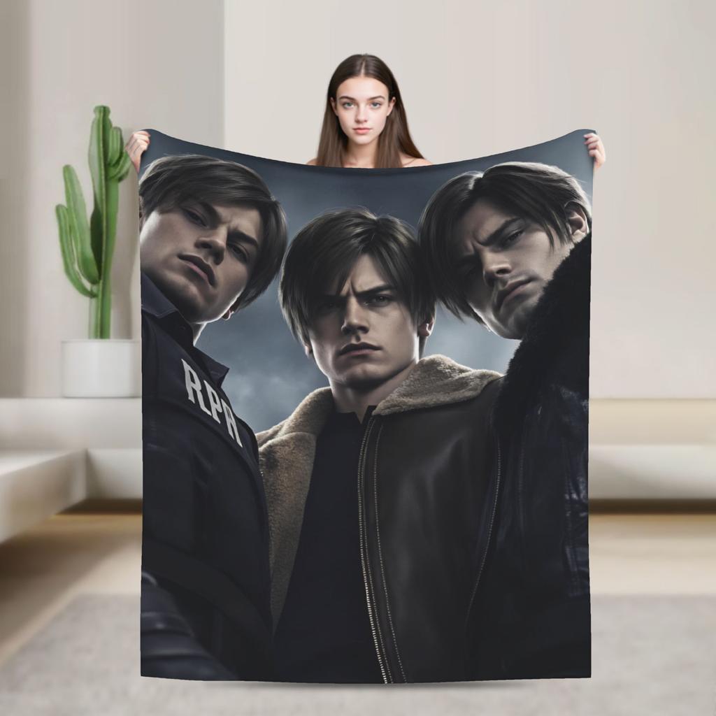 Leon Kennedy Blanket Adults  Flannel Throw Blanket For Sofa Home Comfortable Design Quality Bedspread Gift
