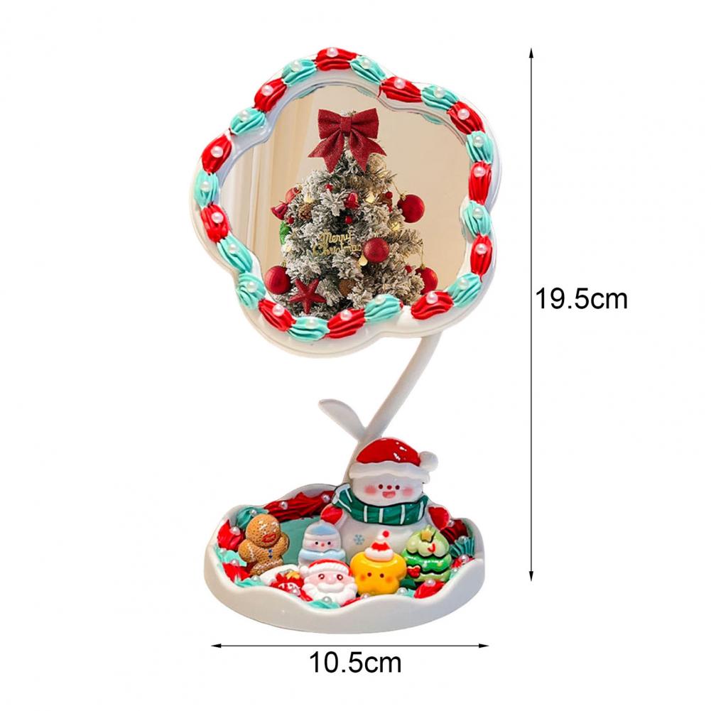 Table Mirror with Base Desk Mirror with Storage Tray Rotatable Vanity Mirror with Storage Tray Handmade Flower Design Organizer