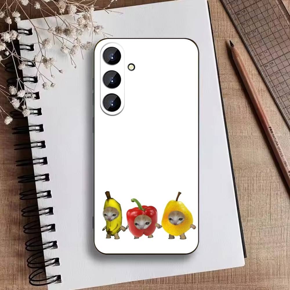Goofy Cats Big Eyes Phone Case For Samsung Galaxy A73,21,22,32,71,53,52,51,80,5G Soft Black Cover