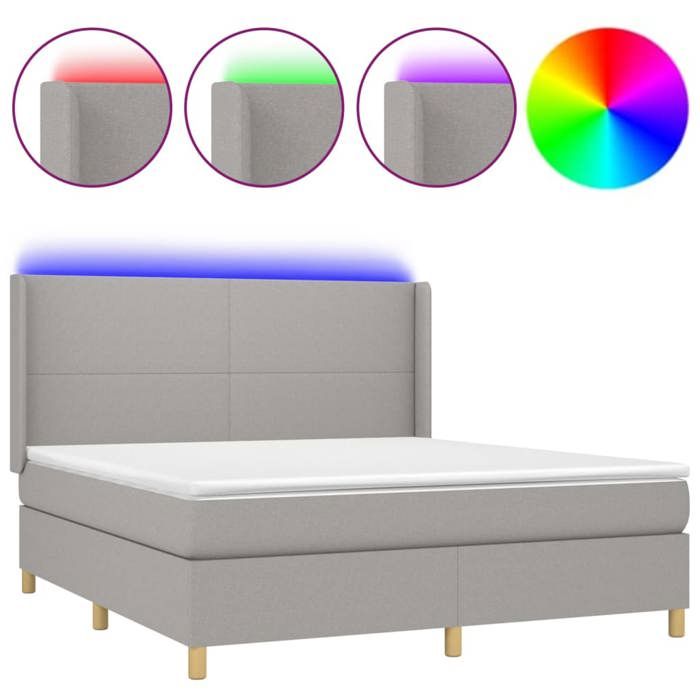 VidaXL Slatted Bed Base with Mattress and LEDs, Upholstered Bed, Double Bed, Adult Bed for Interior Bedroom, 3138725