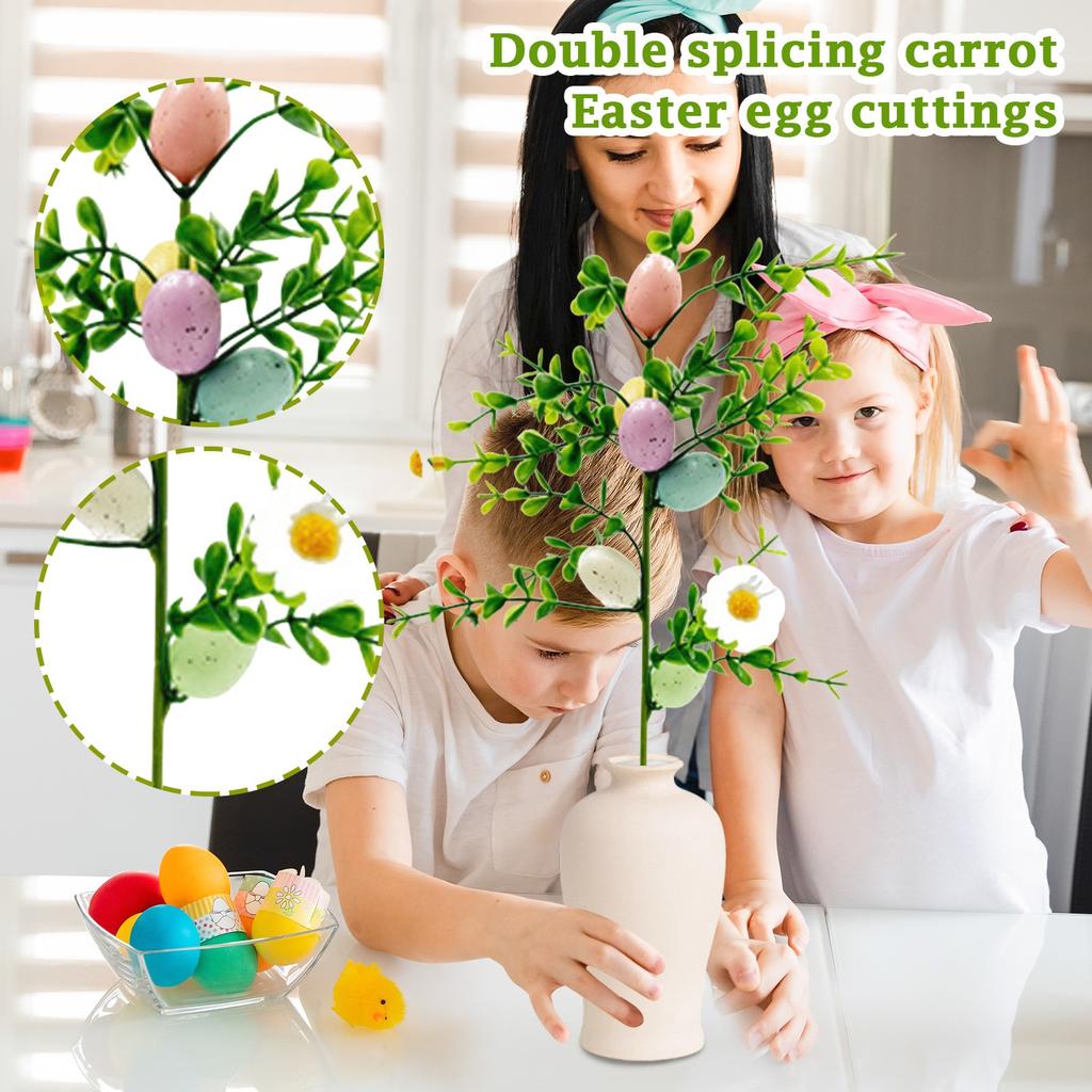 Artificial Flowers, Easter Colored Eggs Bunny Decorative Cuttings, Suitable For Home Party Vase Flower Arrangement Centerpiece, 5 Pcs
