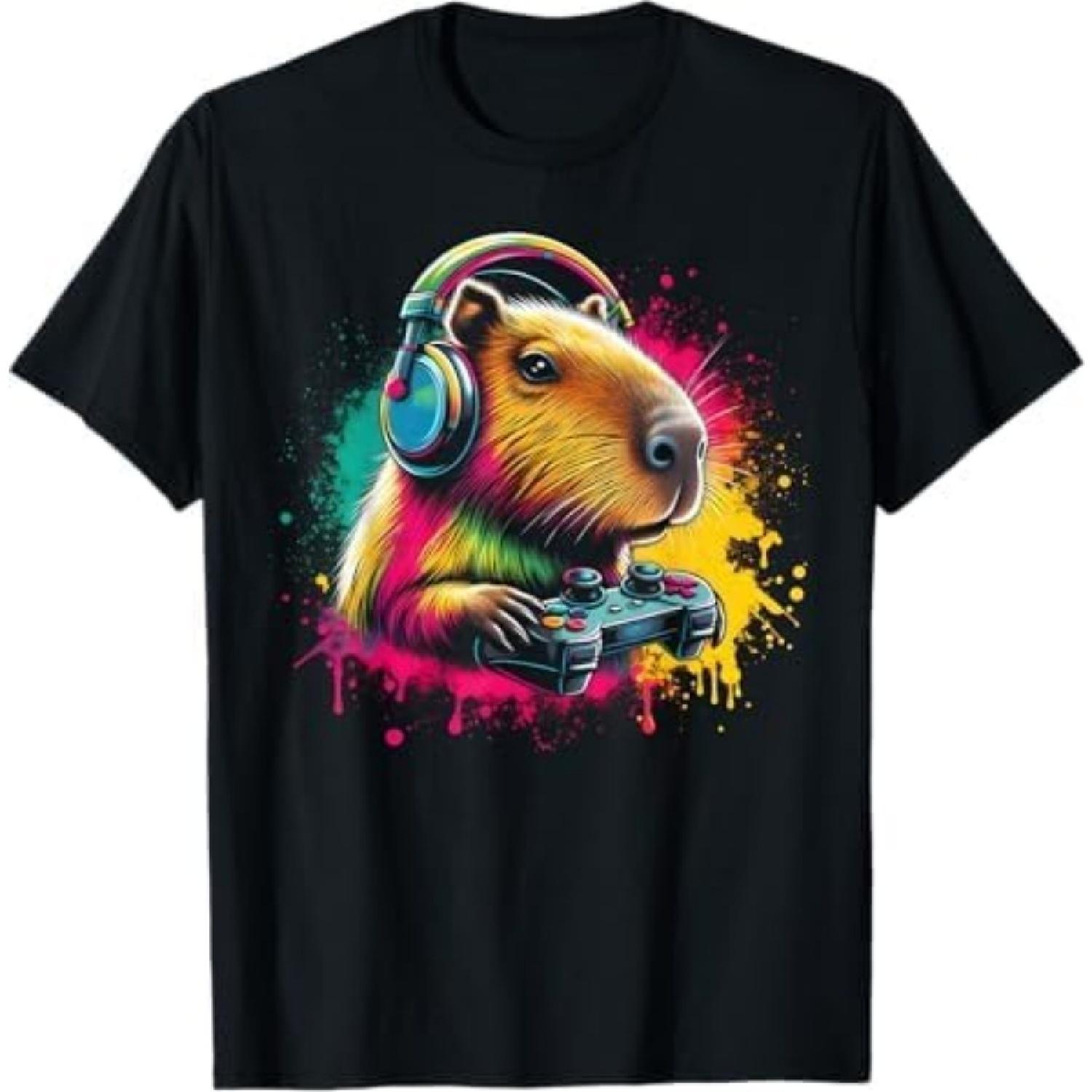 Colorful Greater Capybara Rodent Funny Video Games Capybara T-Shirt VCA Mens Womens Tank Top Sweatshirt Hoodie Black S
