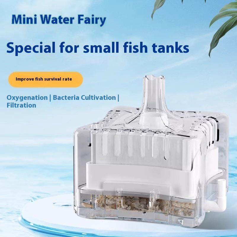 Mini Aquarium Filter Aerator 2-in-1 Pneumatic Filter Fish Tank Air Stone Oxygen Pump Water Cleaning Aquarium Accessories