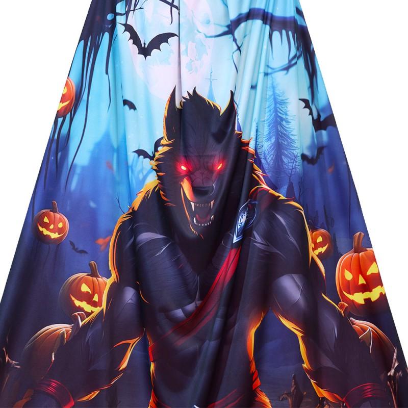 Halloween Masquerade Cape Adult Unisex Printed Long Robe Witch Shawl Cosplay Costume Party Prop