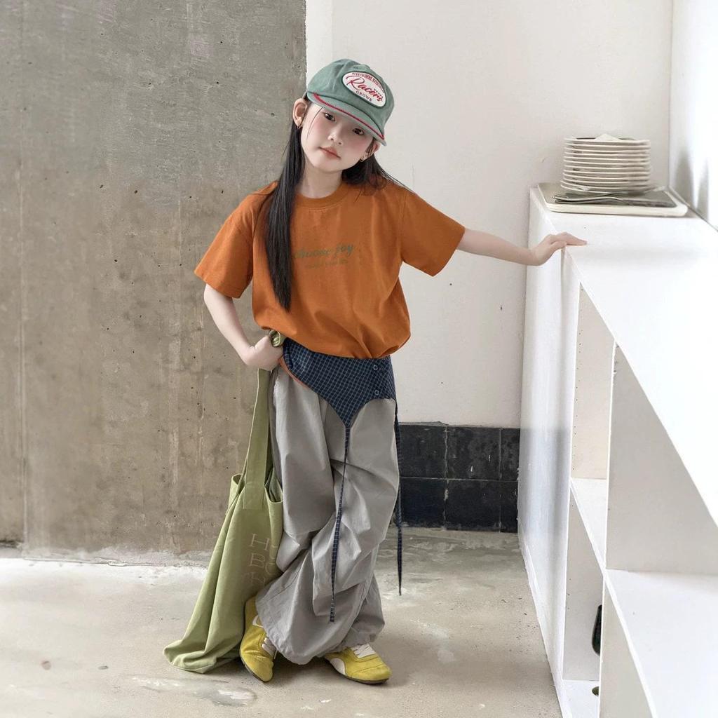 Kids' Summer Short Sleeve T-shirt - Korean Style, Loose Fit, Breathable, Casual Round Neck with Letter Print