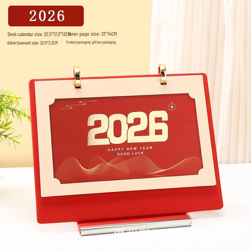 2026 High-End Leather Desk Calendar with Creative National Tide Design – Monthly Organizer and Desktop Ornament