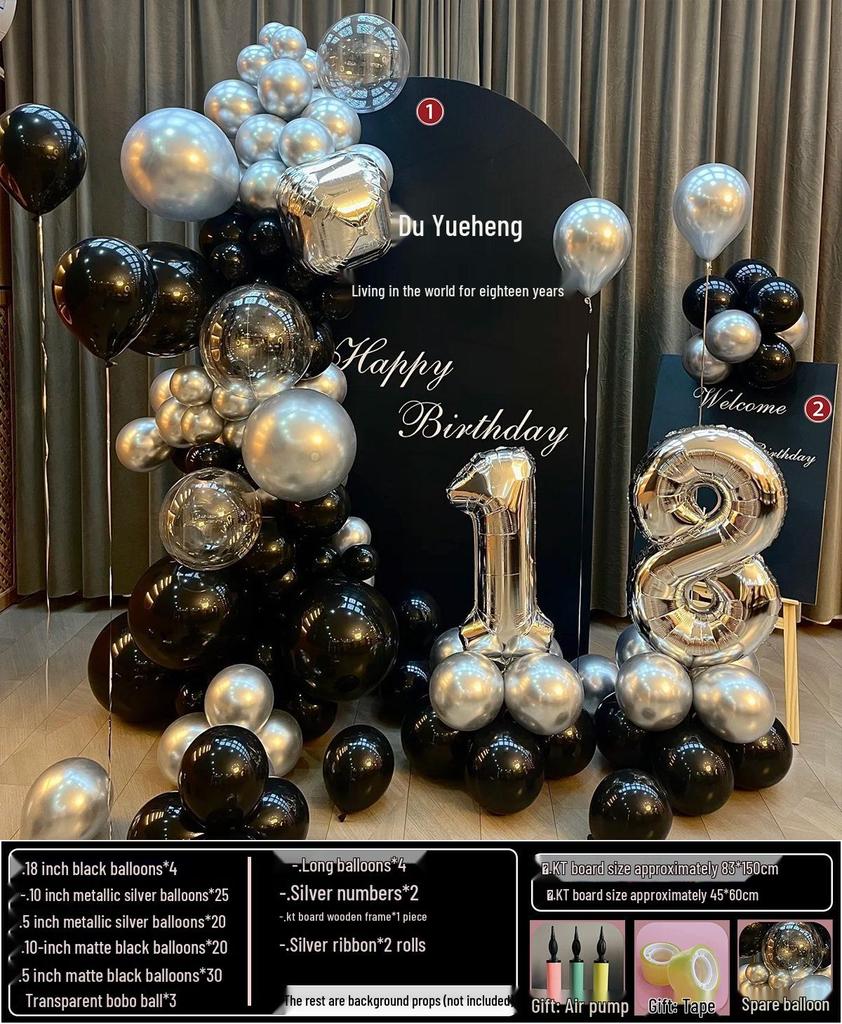 18th Birthday Party Decoration Set: Balloon Background Wall for Boys or Girls