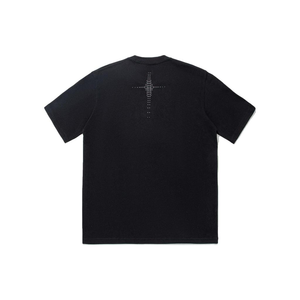 Li Ning Letter Print Casual Round Neck Pullover Short Sleeve T-Shirt Unisex Tops Black AHSU235-2