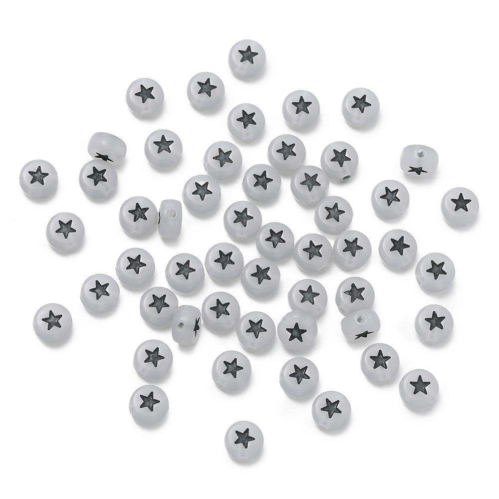 100pcs/Lot Colorful Acrylic Star Beads 7mm Flat Round Letter Spacer Bead for Bracelet Necklace Earrings Jewelry Making Supplies