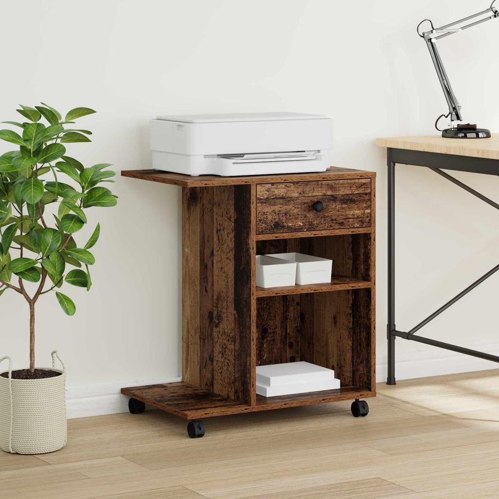 Printer Stand Uni Reclaimed Wood 60 x 40 x 68.5 cm Engineered Wood