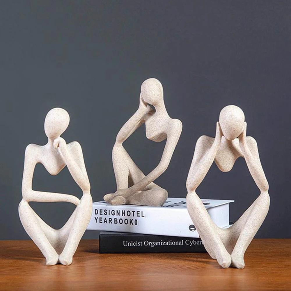 Abstract Thinker Statue Miniature Figure Modern European Art Style Home Office Decor Accessories Desktop Sculptures Ornaments