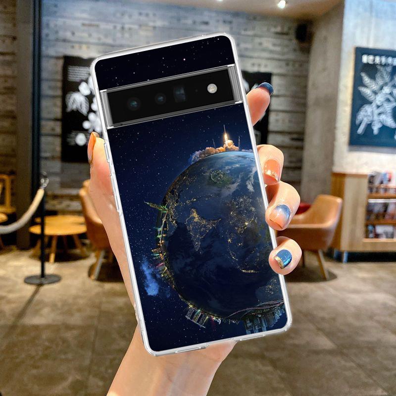 Earth Stars Space Phone Case For Google Pixel 9 8 7 6 Pro XL 8A 7A 6A 5 4 5A 4A 3A XL 5G soft Silicone Clear TPU Cover