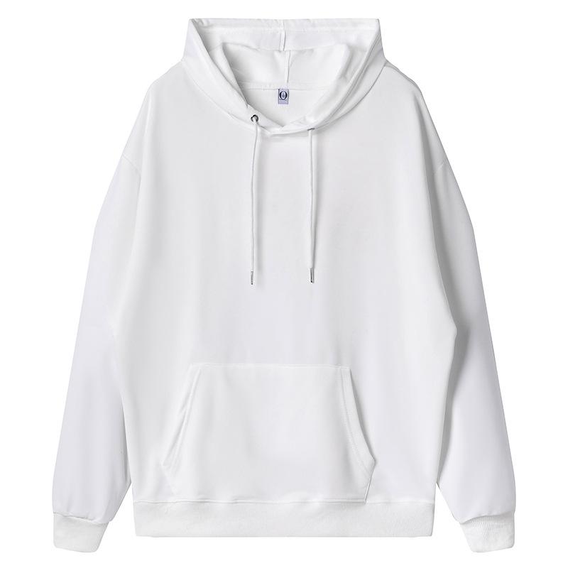 Solid Color Cotton Blends Sweatshirt Zipper Loop Knit Hooded Cardigan Jacket Loose Hoodie Team Uniform Work Advertising Hoodies Coat
