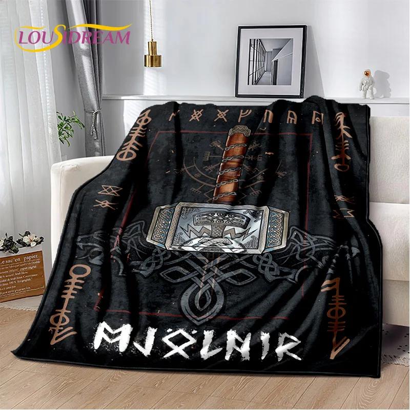 Retro Nordic Viking Mythology Odin Valhalla Blanket,Soft Throw Blanket for Home Bedroom Bed Sofa Travel Office Cover Blanket Kid