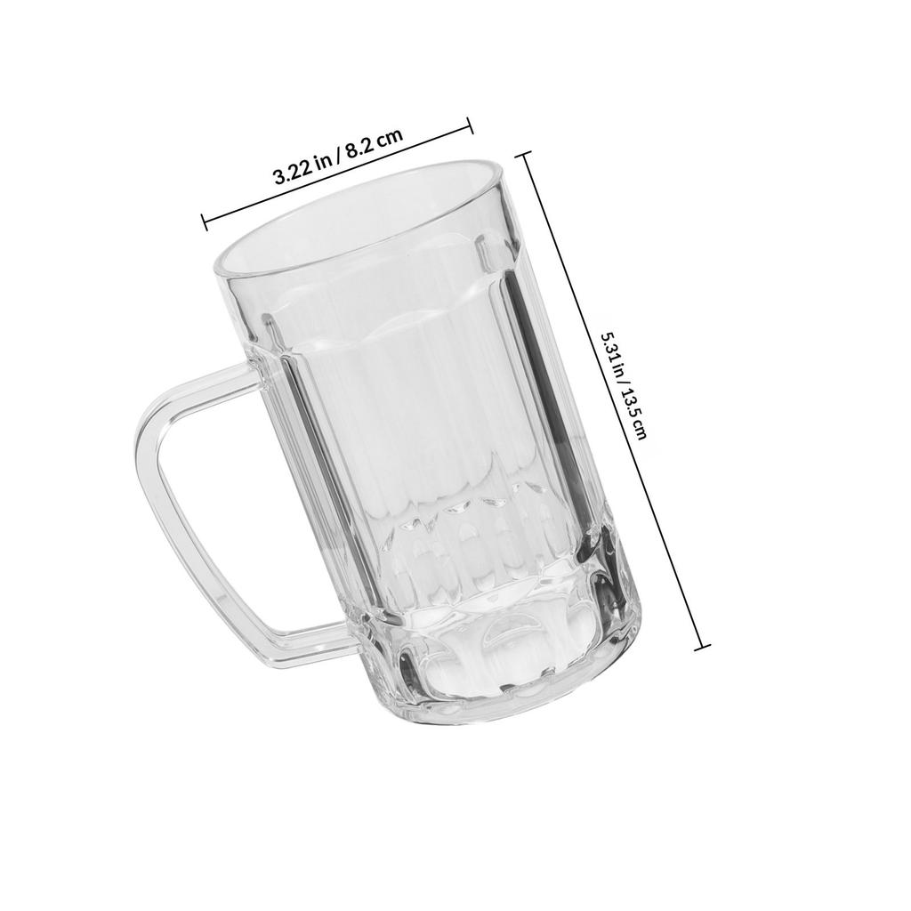 Beer Mug Large Capacity Acrylic Beer Drinking Cup 390Ml Handle Household Bar Water Cup for Home Restaurant Party
